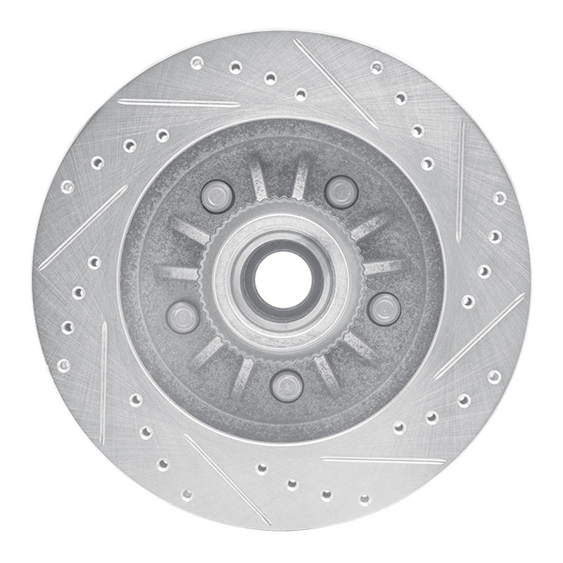 Ford Expedition Brake Rotor (1) - Front Left - R1 Concepts - Drilled & Slotted - Silver - `97-`00